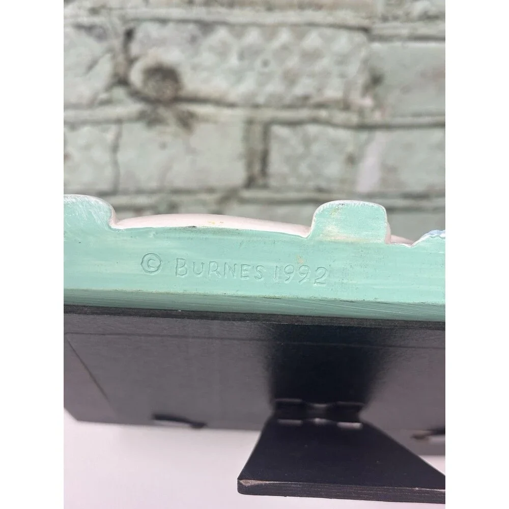 Vintage 1992 Burnes Baby Nursery Ceramic 3D Picture Frame Bath Time Elephant